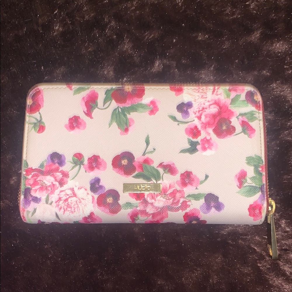 💖Aldo Pink and Green Floral Zip around Wallet